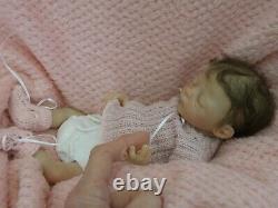 Promise baby sleeping lifelike preemie girl reborn & rooted by Merriebabies