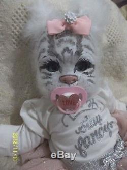 REBORN HYBRID BENGAL WHITE TIGER CAT baby DOLL OOAK KITTEN AVATAR FANTASY KITTY