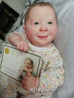 Realborn Bountiful Baby Happy Sage newborn Reborn Doll painted hair with COA