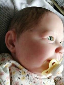 Realborn Bountiful Baby Happy Sage newborn Reborn Doll painted hair with COA