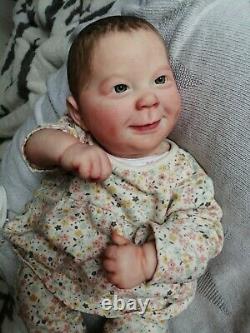 Realborn Bountiful Baby Happy Sage newborn Reborn Doll painted hair with COA