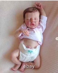 Realistic Reborn Vinyl Body Girl Toy Painted Skin Rooted Hair Newborn Baby Doll