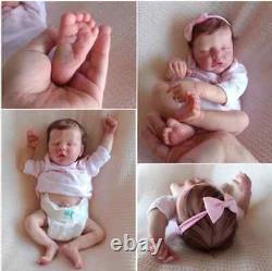 Realistic Reborn Vinyl Body Girl Toy Painted Skin Rooted Hair Newborn Baby Doll