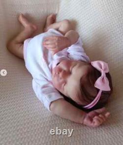 Realistic Reborn Vinyl Body Girl Toy Painted Skin Rooted Hair Newborn Baby Doll