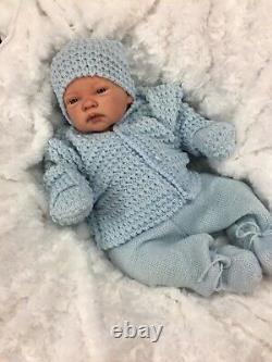 Reborn Baby Boy Doll Blue Spanish Knitted Set & Dummy C