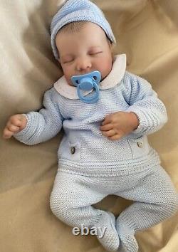 Reborn Baby Boy Newborn Size Brown Hair Sleeping