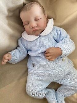 Reborn Baby Boy Newborn Size Brown Hair Sleeping