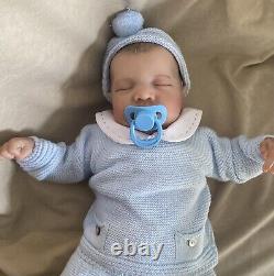 Reborn Baby Boy Newborn Size Brown Hair Sleeping