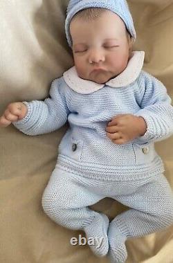 Reborn Baby Boy Newborn Size Brown Hair Sleeping