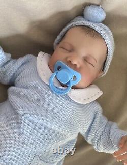 Reborn Baby Boy Newborn Size Brown Hair Sleeping