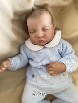 Reborn Baby Boy Newborn Size Brown Hair Sleeping