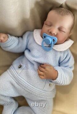 Reborn Baby Boy Newborn Size Brown Hair Sleeping