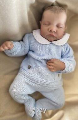 Reborn Baby Boy Newborn Size Brown Hair Sleeping