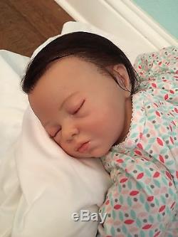Reborn Baby Doll Newborn Lexi 19 With Dark Brown Rooted Mohair