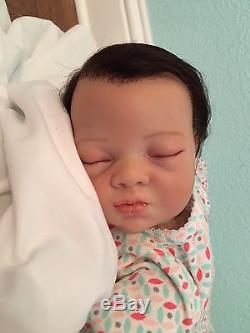 Reborn Baby Doll Newborn Lexi 19 With Dark Brown Rooted Mohair