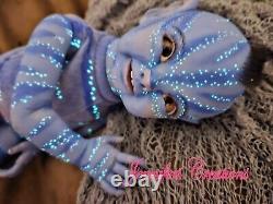 Reborn Baby Doll Tolliver Fantasy lifelike blue tail blue Na'vi avatar inspired