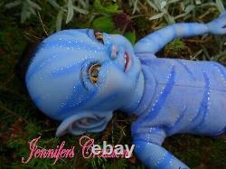 Reborn Baby Doll Tolliver Fantasy lifelike blue tail blue Na'vi avatar inspired