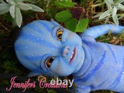 Reborn Baby Doll Tolliver Fantasy lifelike blue tail blue Na'vi avatar inspired