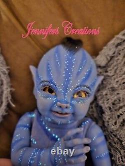 Reborn Baby Doll Tolliver Fantasy lifelike blue tail blue Na'vi avatar inspired