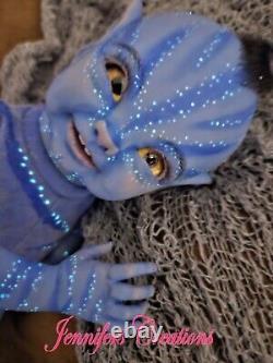 Reborn Baby Doll Tolliver Fantasy lifelike blue tail blue Na'vi avatar inspired