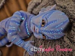 Reborn Baby Doll Tolliver Fantasy lifelike blue tail blue Na'vi avatar inspired