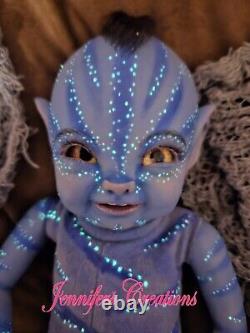 Reborn Baby Doll Tolliver Fantasy lifelike blue tail blue Na'vi avatar inspired