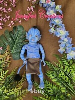 Reborn Baby Doll Tolliver Fantasy lifelike blue tail blue Na'vi avatar inspired