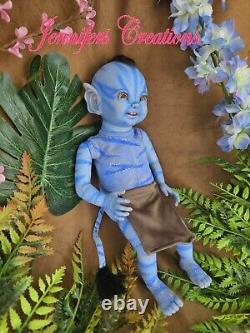 Reborn Baby Doll Tolliver Fantasy lifelike blue tail blue Na'vi avatar inspired