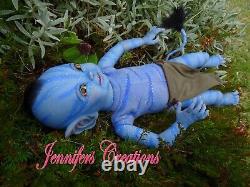 Reborn Baby Doll Tolliver Fantasy lifelike blue tail blue Na'vi avatar inspired