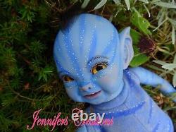 Reborn Baby Doll Tolliver Fantasy lifelike blue tail blue Na'vi avatar inspired