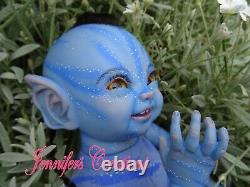 Reborn Baby Doll Tolliver Fantasy lifelike blue tail blue Na'vi avatar inspired