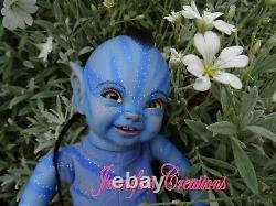 Reborn Baby Doll Tolliver Fantasy lifelike blue tail blue Na'vi avatar inspired