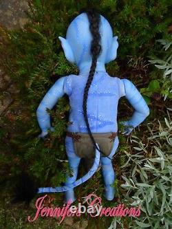 Reborn Baby Doll Tolliver Fantasy lifelike blue tail blue Na'vi avatar inspired