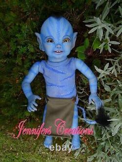 Reborn Baby Doll Tolliver Fantasy lifelike blue tail blue Na'vi avatar inspired