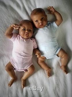Reborn Baby Dolls AA Ethnic Biracial Twins Gabriel Boy Aubrey Girl Newborn