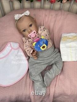 Reborn Baby Girl Doll Lainey by Sara Palmer/BabyDollARTUK (Newborn, Painted hair)