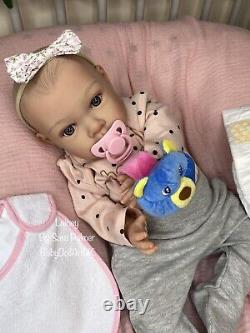 Reborn Baby Girl Doll Lainey by Sara Palmer/BabyDollARTUK (Newborn, Painted hair)