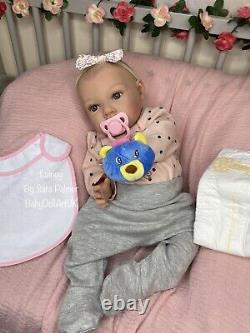 Reborn Baby Girl Doll Lainey by Sara Palmer/BabyDollARTUK (Newborn, Painted hair)