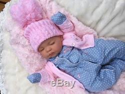 Reborn Baby Girl Doll White Spot All In One Spanish Hat And Cardigan M