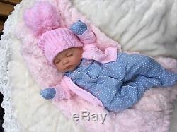 Reborn Baby Girl Doll White Spot All In One Spanish Hat And Cardigan M