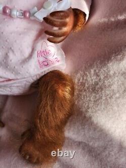 Reborn Baby Monkey Chimp Brown EYED Doll Rooted, Fast Post, BINKI, Bottle +Gifts