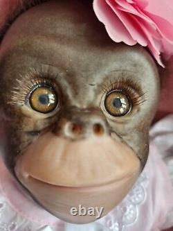 Reborn Baby Monkey Chimp Brown EYED Doll Rooted, Fast Post, CHAZ Bottle +Gifts