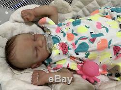 Reborn Baby Silicone Evanlee 4lbs 17in Full Limbs Painted/Rooted Hair