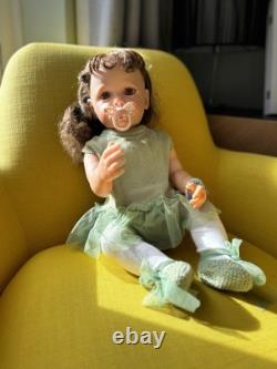 Reborn Baby Toddler Girl Doll Silicone Vinyl Handmade doll & clothes bundle