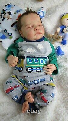 Reborn Baby boy doll from LEVI kit Sculpted by Bonnie Brown COA