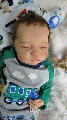 Reborn Baby boy doll from LEVI kit Sculpted by Bonnie Brown COA