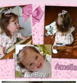 Reborn Baby doll Amelia, Big Toddler 10 months old. Open eyes. Micro rooted hair