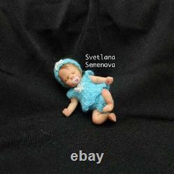 Reborn Doll Full silicone mini Sleepy baby handmade Rare 5.5cm Miniature doll 02