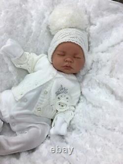 Reborn Doll Heavy Baby White Bobble Hat Outfit Magnetic Dummy M