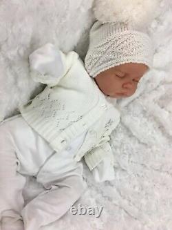 Reborn Doll Heavy Baby White Bobble Hat Outfit Magnetic Dummy M